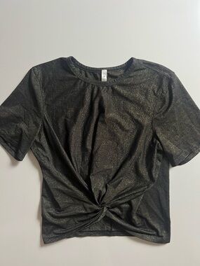 Lululemon Short Sleeve Crescent T-Shirt *Spark, Black Metallic Sparkle, Size 10